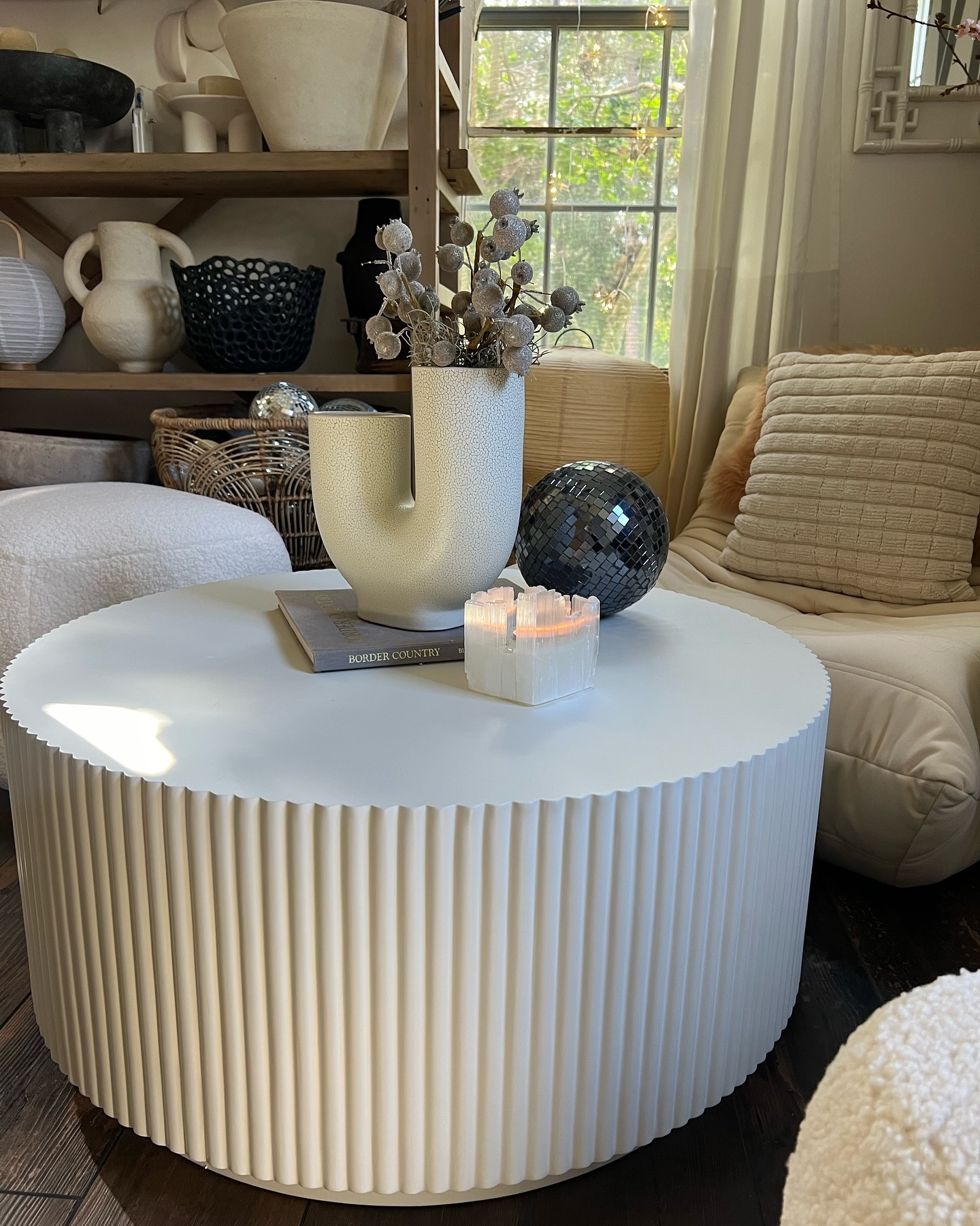 Petter Shearling White Square Pouf | Article