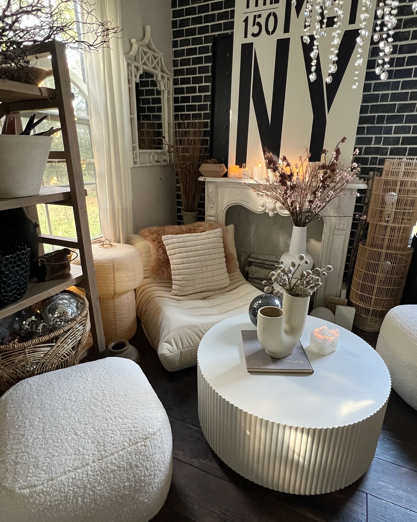 Petter Shearling White Square Pouf | Article