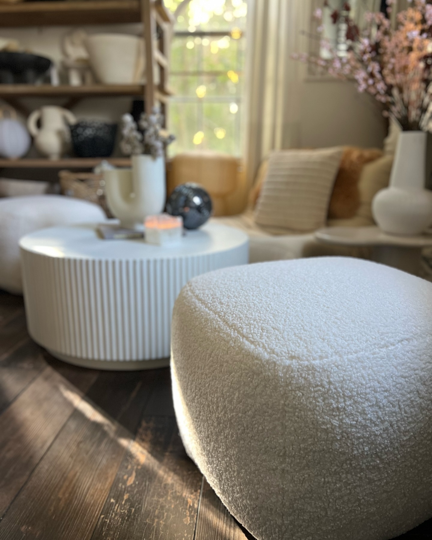Petter Shearling White Square Pouf | Article