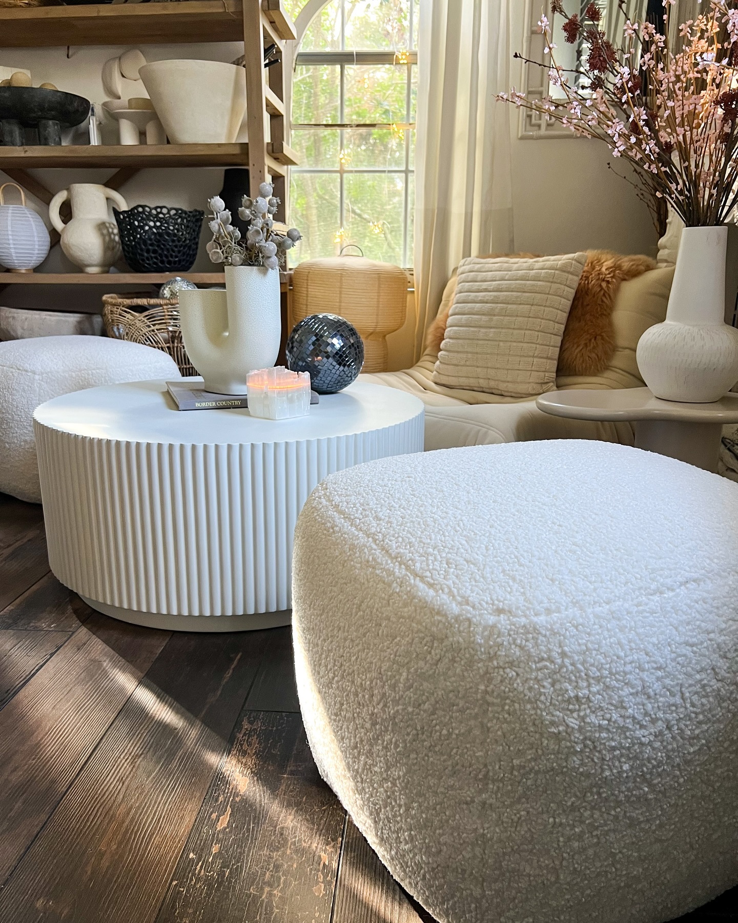 Petter Shearling White Square Pouf | Article