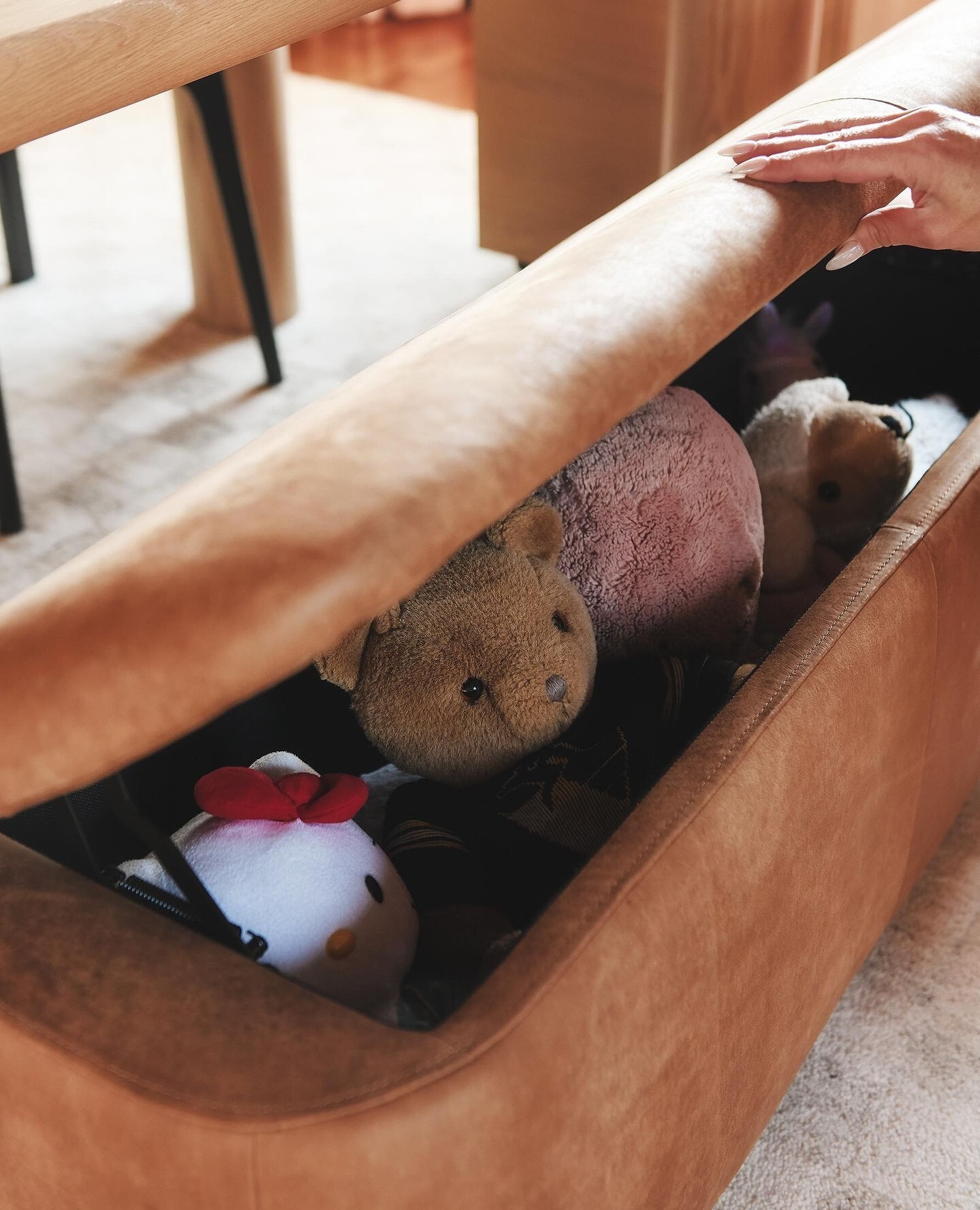 Rawhide Tan Leather Storage Ottoman | Maribo | Article