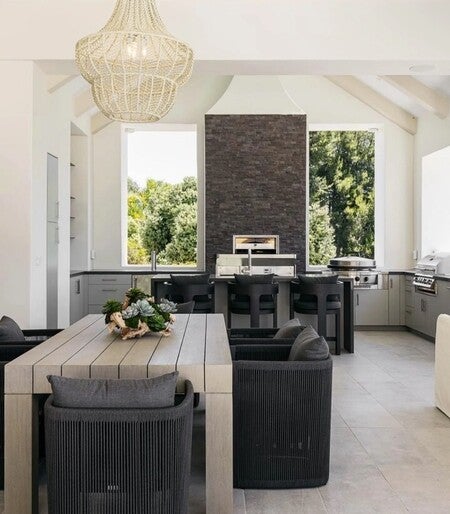 Hand-woven all-weather synthetic rattan in a whitewash finish