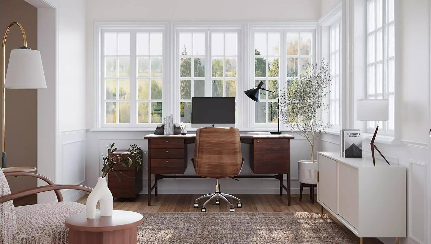 Krossa White Oak Executive Computer Desk w/ Drawers & Cabinet