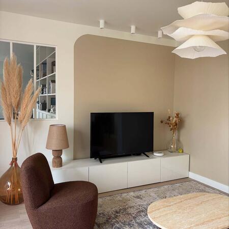 Lipali - Table basse en effet travertin et bois 100x60cm