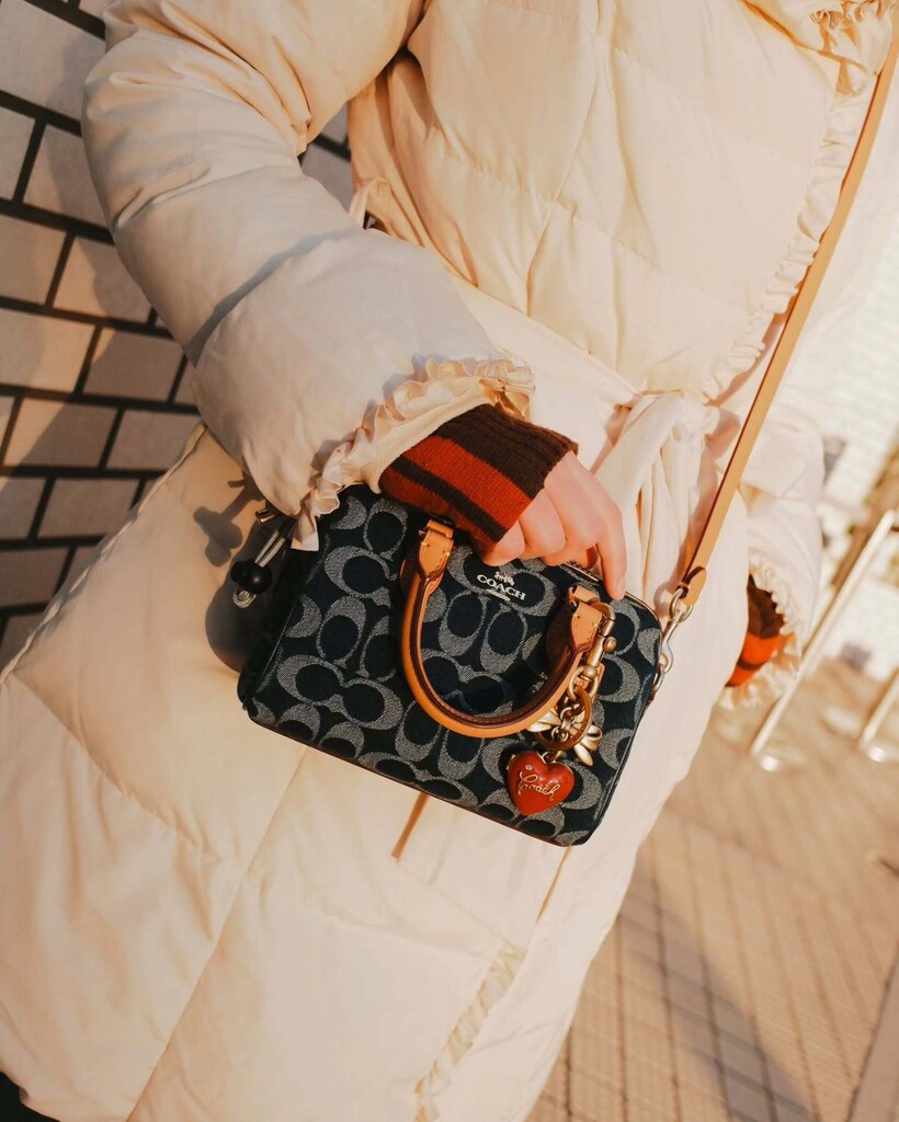 COACH® Outlet | Mini Rowan Bag Charm In Signature Denim