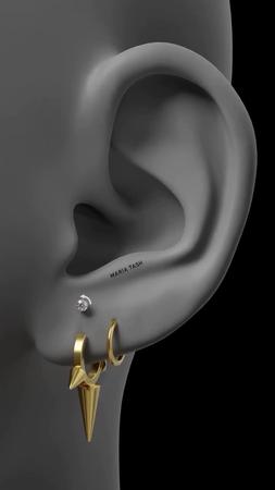 [MARIA TASH] 粒状トリプル スパイク 14K ゴールド イヤー カフ Triple Short Spike Granulated Hoop Earring | MARIA TASH