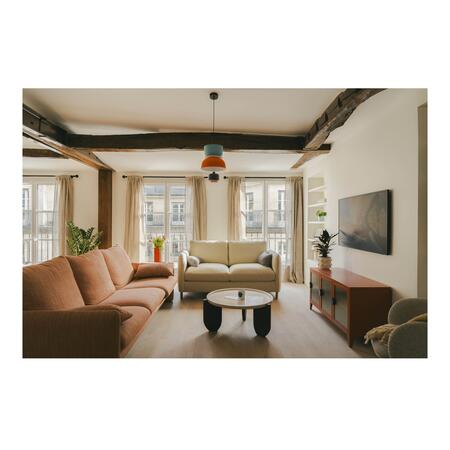 Nador - Table basse en marbre et bois massif ø80cm