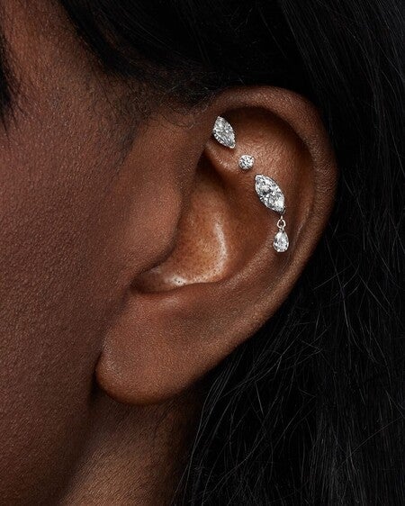 Invisible Set Diamond Threaded Stud Earring | MARIA TASH