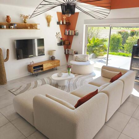 Luna - Table basse organique en fibre de ciment L80cm