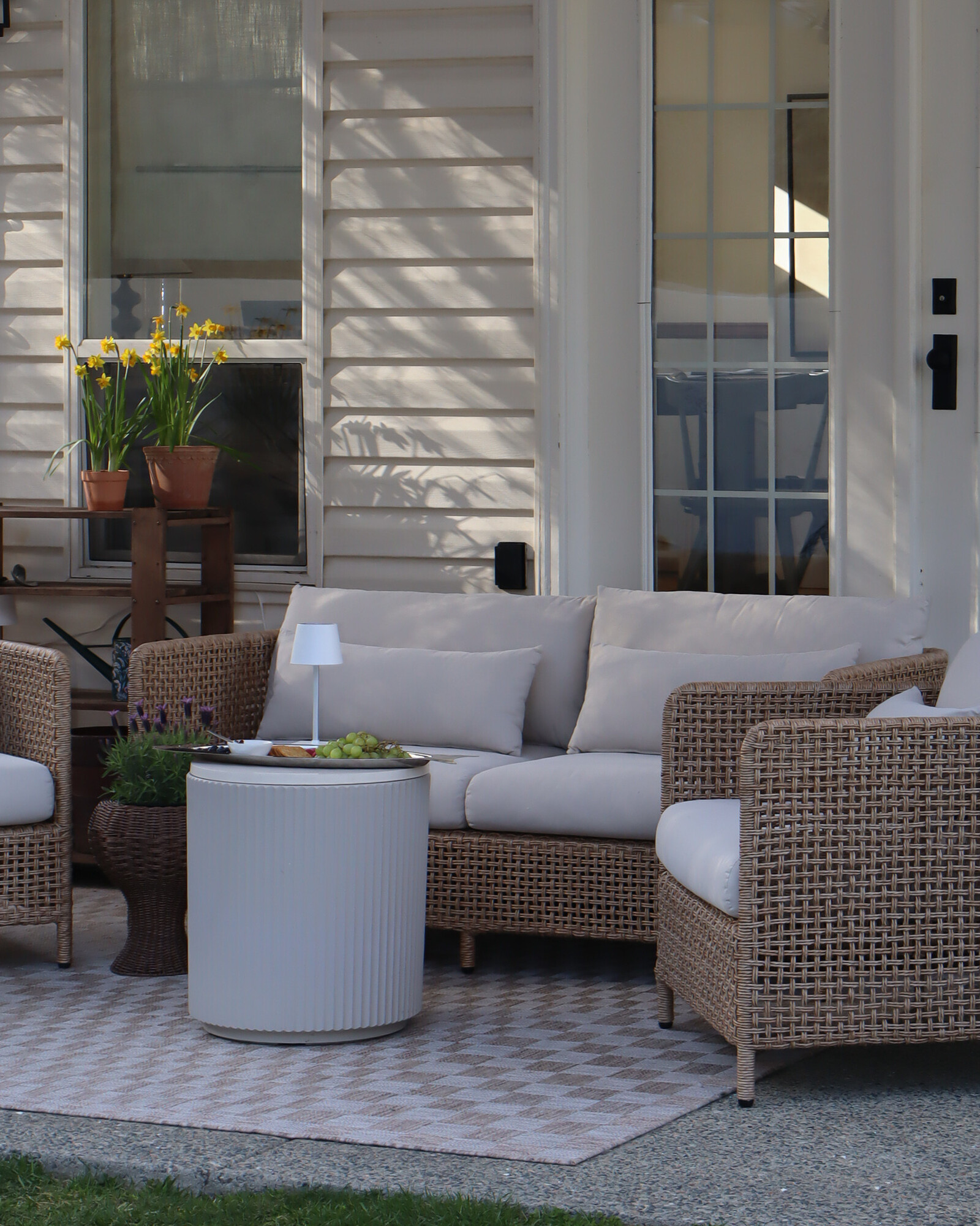 Robbi Dravite Ivory Loveseat and Ottoman Set | Article