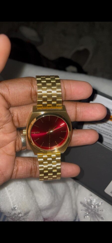 Time Teller Watch | Gold / Oxblood Sunray | Unisex Stainless Steel