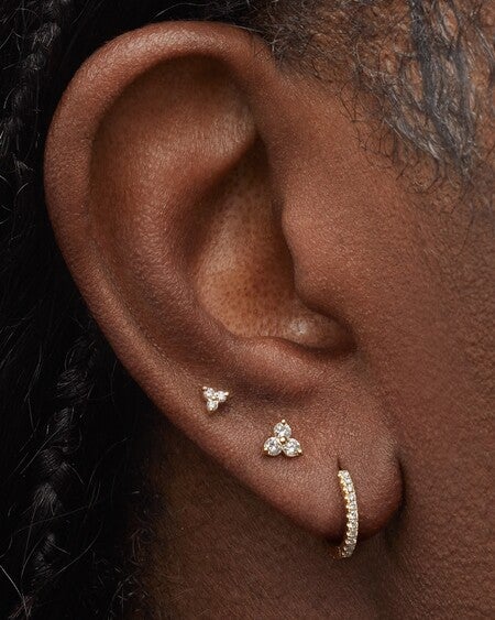 ピアス [threetimes] tht stud earrings Diamond Trinity Threaded Stud Earring | MARIA TASH