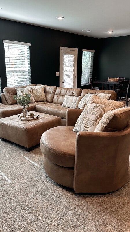 Bellinger Camel Brown Polyester,Polyurethane Fabric Ottoman