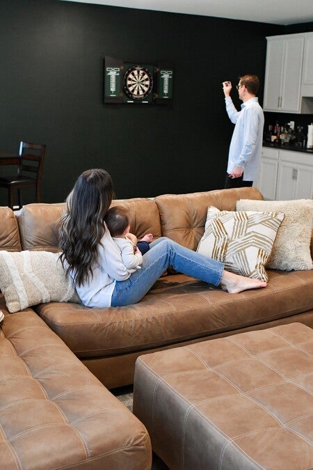 Bellinger Camel Brown Polyester,Polyurethane Fabric Ottoman