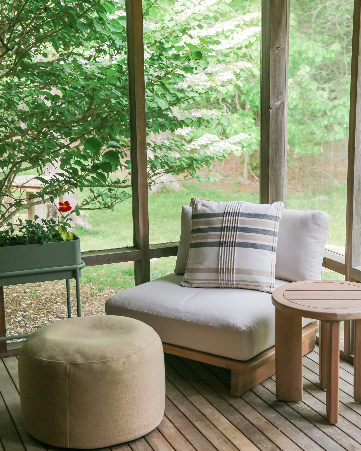 Basket Wheat Olara Indoor/Outdoor Fabric Ottoman | Article