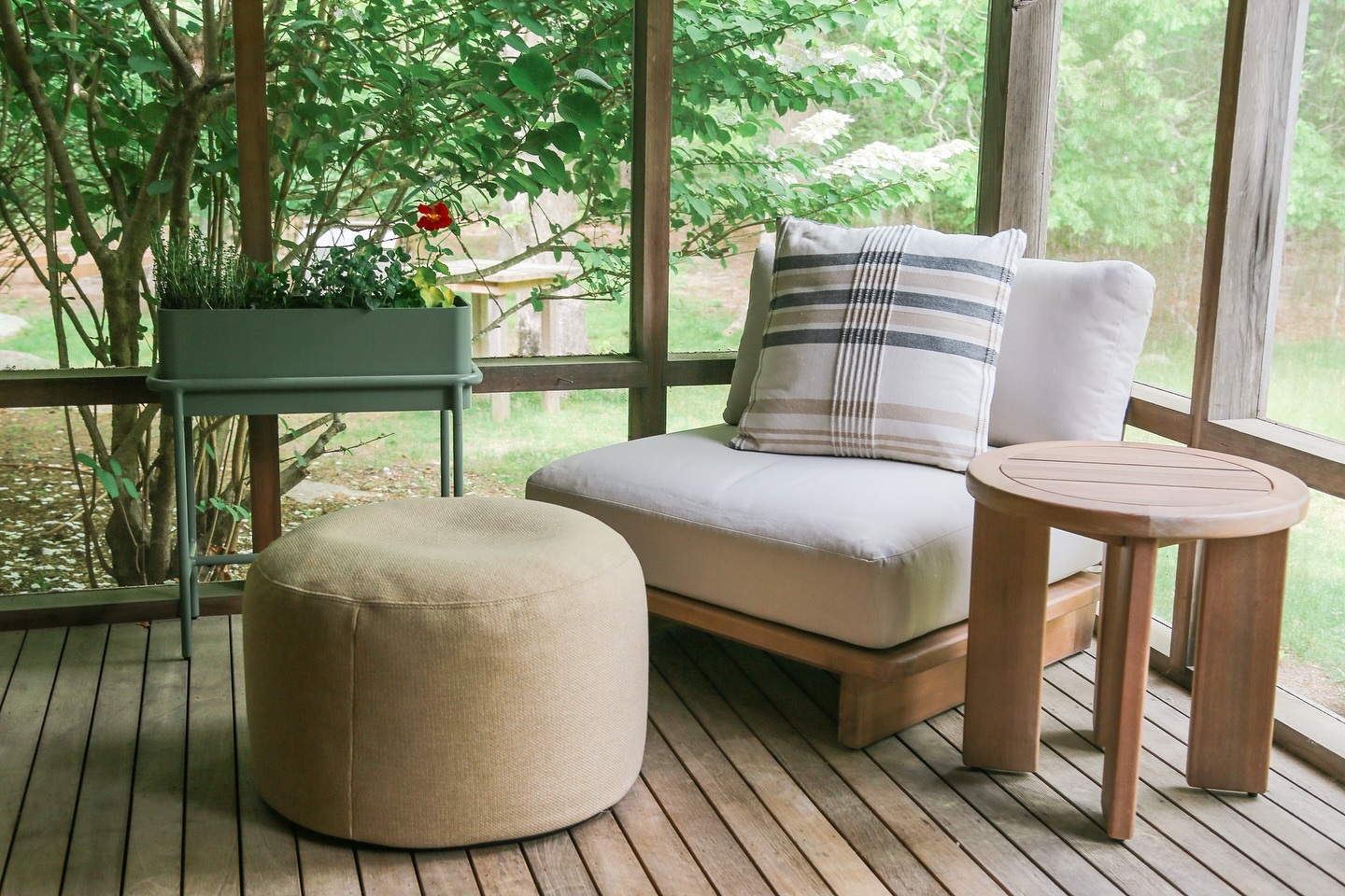 Basket Wheat Olara Indoor/Outdoor Fabric Ottoman | Article