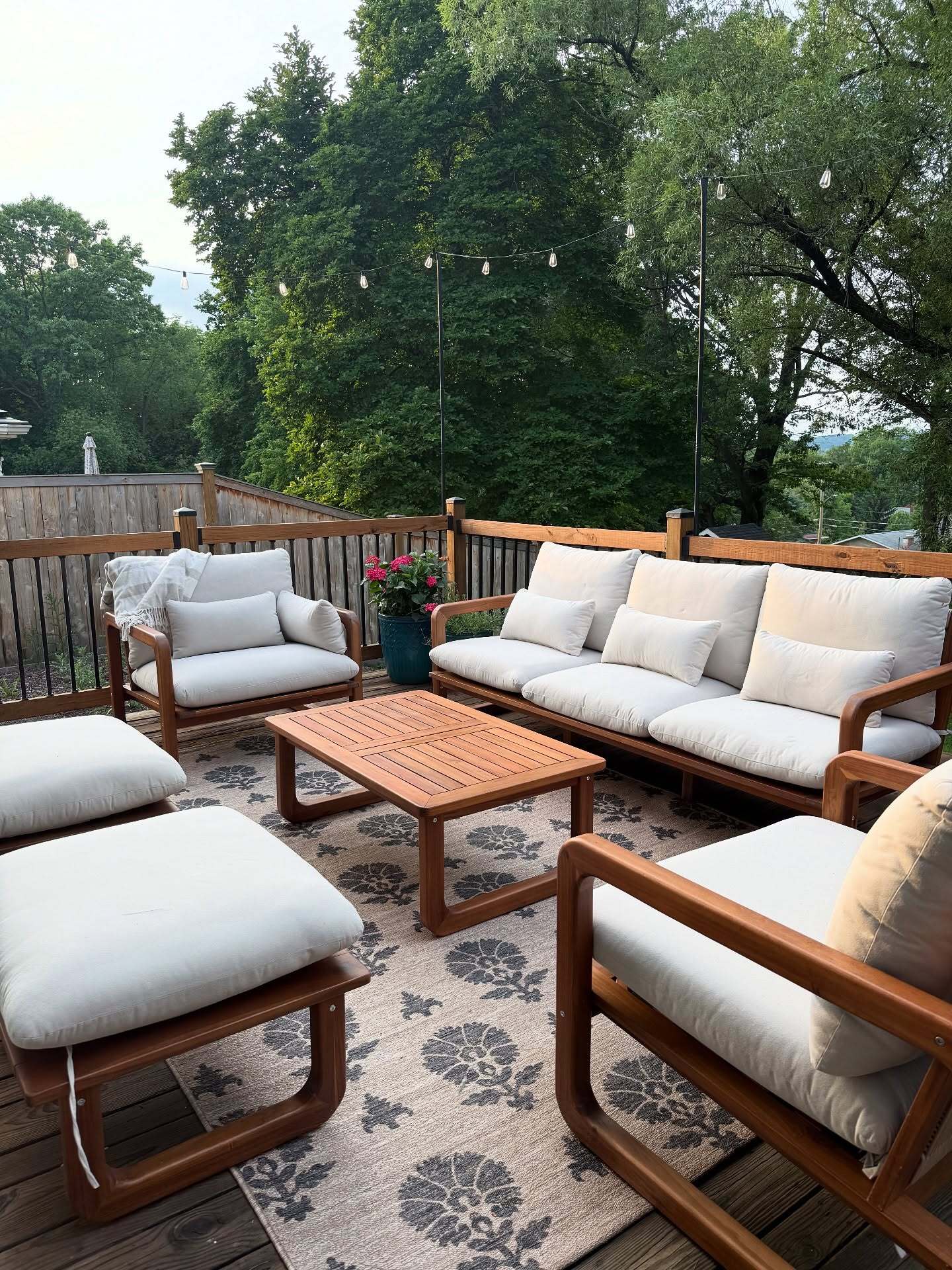 Laholm Dravite Ivory Fabric & Acacia Wood Outdoor Sofa | Article