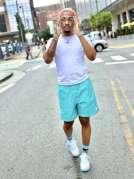 nike flow woven shorts turquoise
