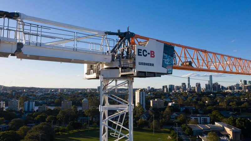 image by liebherrtowercranes containing crane, city, lift, building, construction site