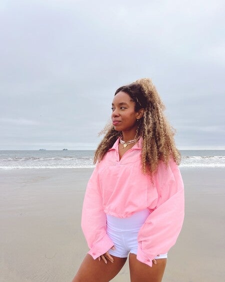 Cropped 1/4 Zip Aerial Pullover - Neon Bubblegum | ALO