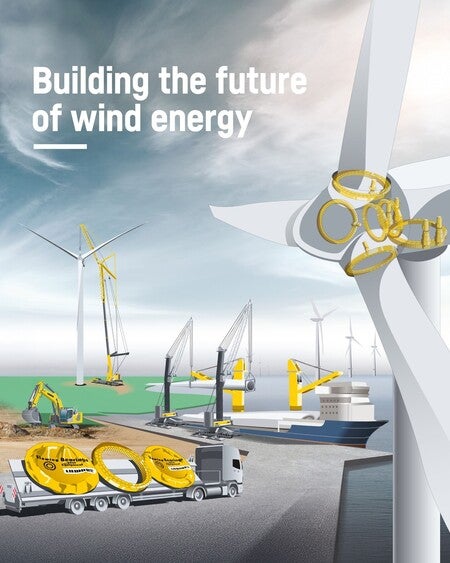 image by liebherrusa containing wind turbine, truck, windmill, trailer, trailer truck