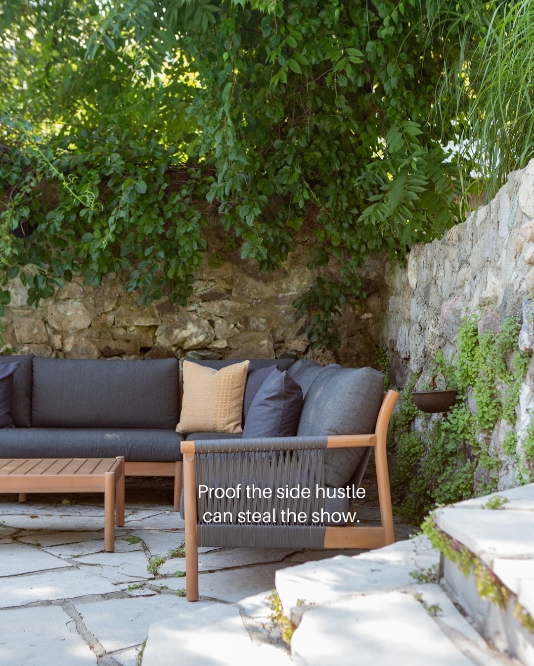 Rosa Dravite Ivory & Solid Eucalyptus Outdoor Sofa Set | Article