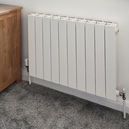 Nordic Omega, Modern Horizontal Radiator, Aluminium, White, 590mm