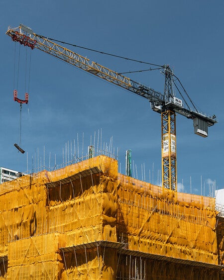 image by liebherrconstruction containing crane, build, building, construction site, yellow