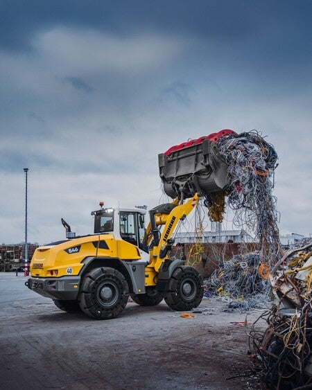 image by liebherrusa containing truck, garbage, tractor, crane, yellow