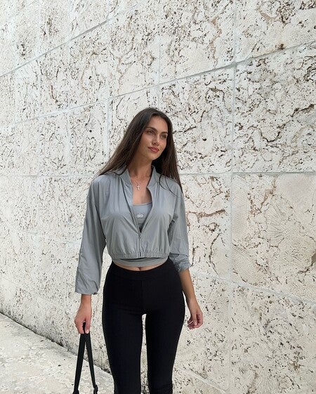 Cropped Breezy Full-Zip Cover Up - Seashell Blue