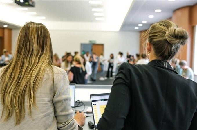 image by liebherrcareers containing woman, person, computer, stand, room