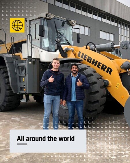 image by liebherrcareers containing man, stand, tractor, person, building