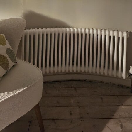 Nordic Oslo, Column Curved Bay Window Radiator, White, 300mm x