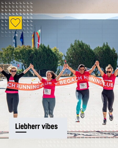 image by liebherrcareers containing woman, race, run, finish line, cross