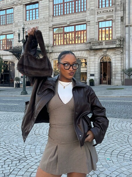 Oversize leather effect jacket - Jackets and trench - Women | Bershka