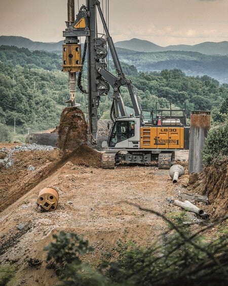 image by liebherrusa containing land, job, excavator, crane, construction site