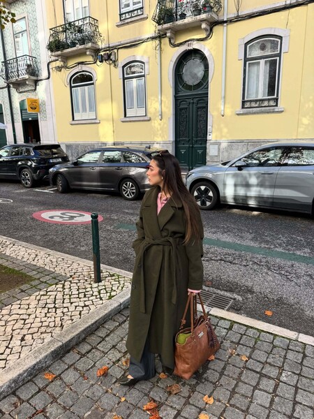 Oversize wool blend coat with belt - Jaquetas e casacos - Mulher