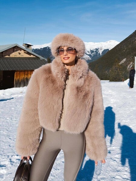 Faux Fur Wintersun Headband - Black