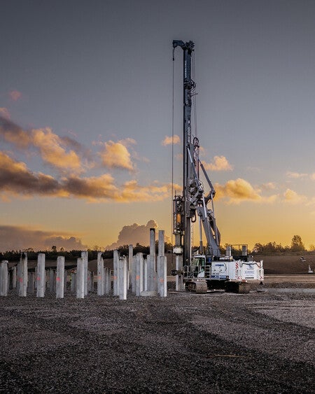 image by liebherrusa containing crane, sunset, job, pillar, pole