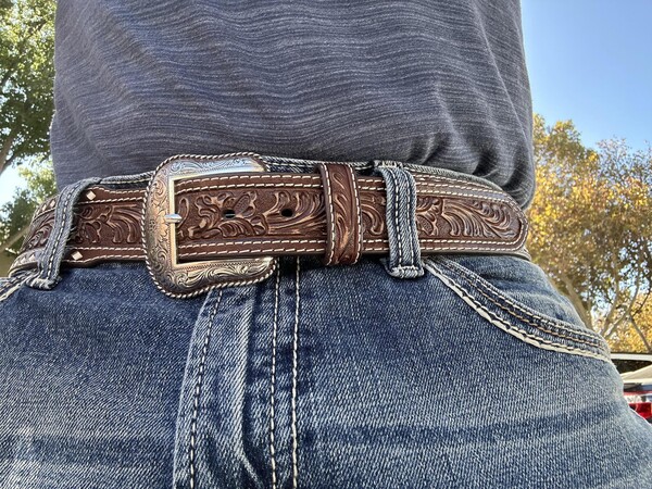 Nocona Fibbia Cintura Western Rettangolare – Testa Di Toro Longhorn Argento, Per Cinture 1.5'' - Foto 2