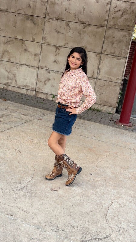 Shyanne Girls' Little Lasy Floral Embroidered Western Boots