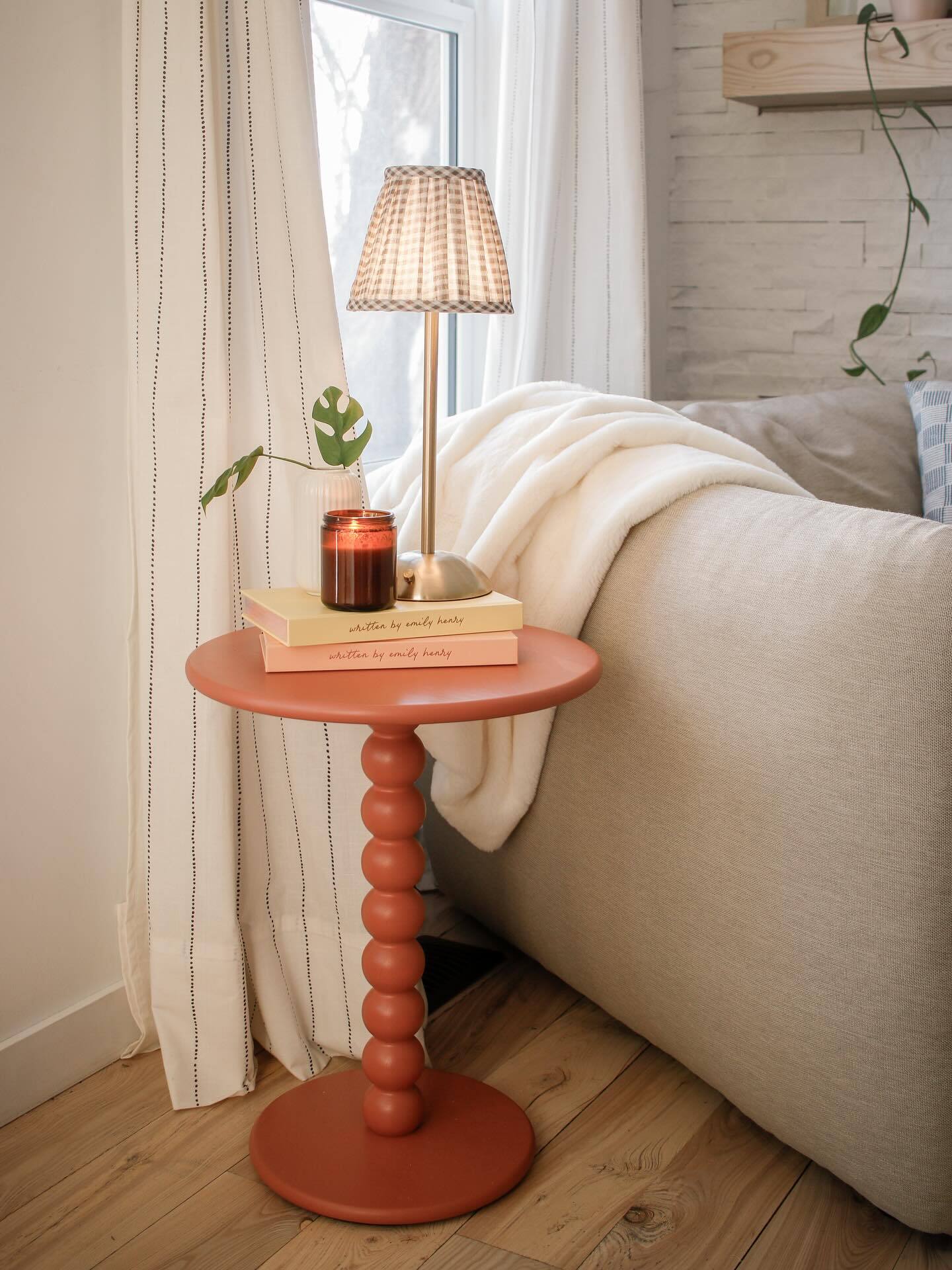 Hallie Norfolk Green Beaded Pedestal Side Table, Solid Wood | Article
