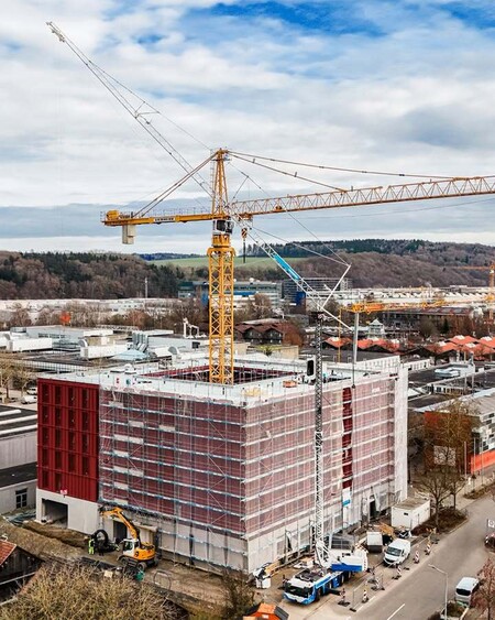 image by LiebherrConstruction containing building, crane, build, city, construction site