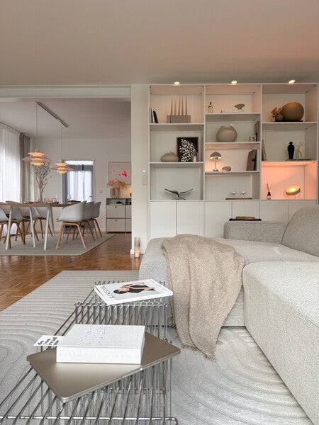 image by Signify containing living room, couch, white, apartment, furniture