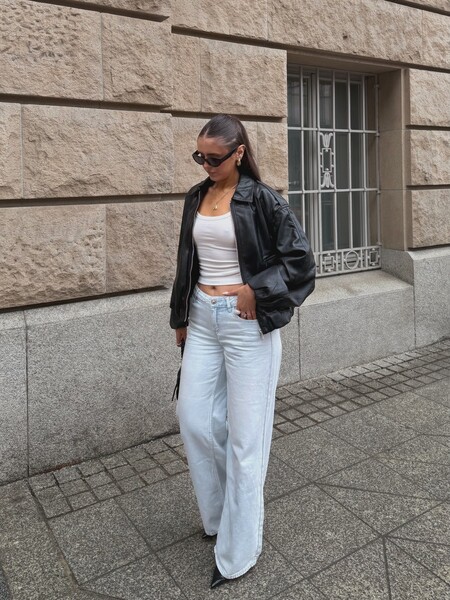 Balloon leather effect jacket - Jackets and trench - Women | Bershka