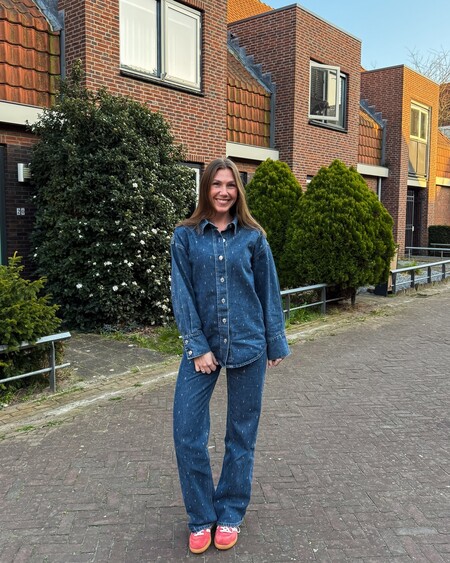 Fakanhui Dames jeans met glitterende glanzende strass-parels, rechte pijpen, broek, pailletten, feest, club, straat-outfits, S Fakanhui Dames jeans met glitterende glanzende strass-parels, rechte pijpen, broek, pailletten, feest, club, straat-outfits, S
