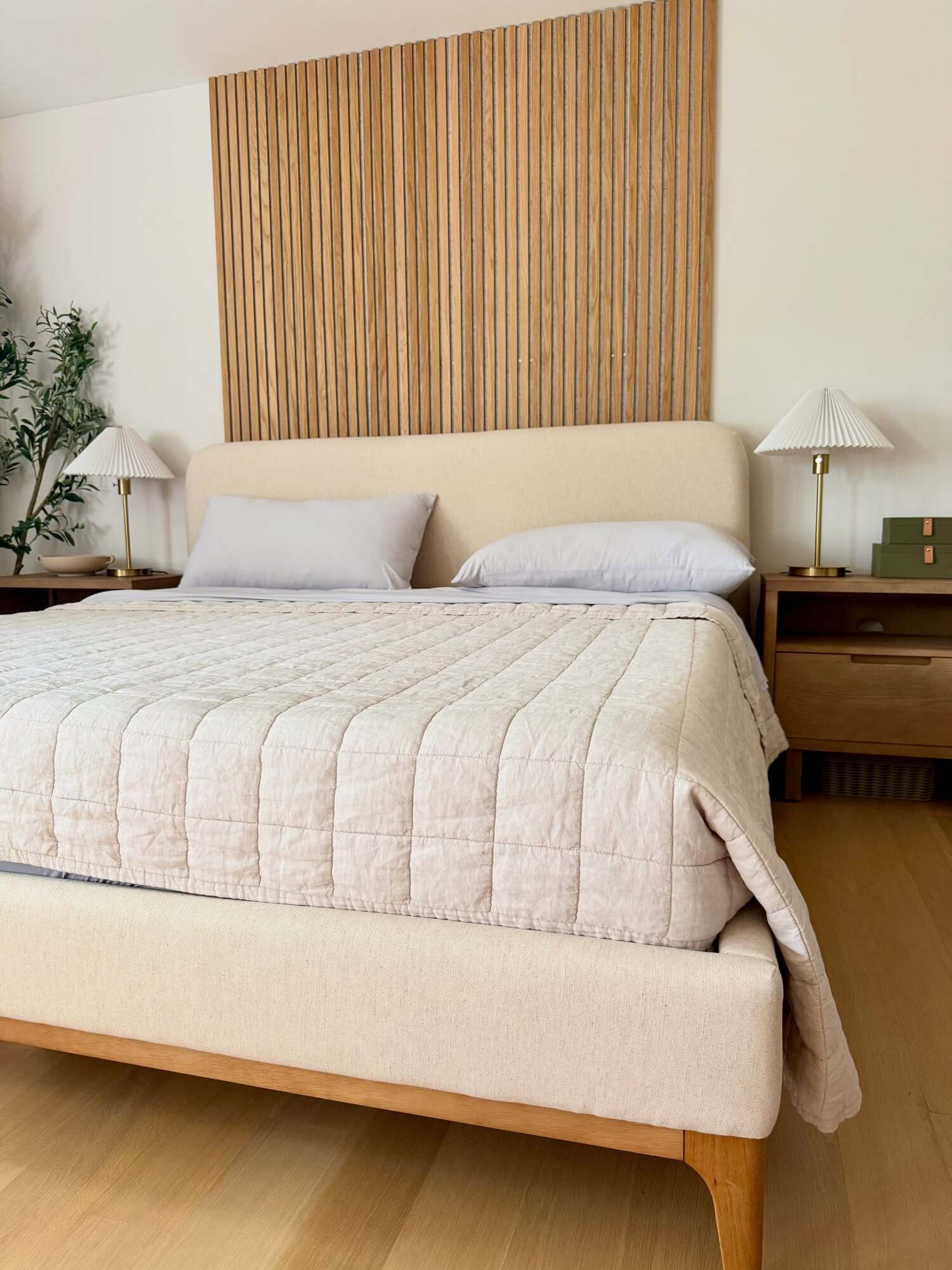 Rosin Valor Brown and Walnut Upholstered Queen Bed | Article