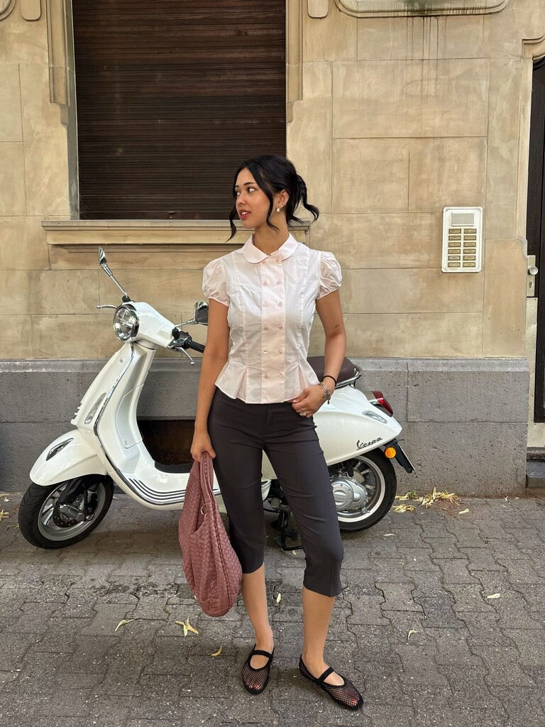 Camisa manga corta cuello bobo